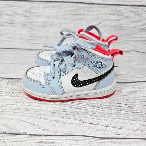 Nike Jordan 1 Mid‎ Half Blue/Black-White TD Toddler Size 6c 644507 400 - Picture 1 of 11